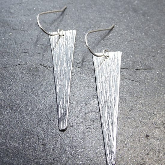Sterling Silver Textured Triangle Earrings